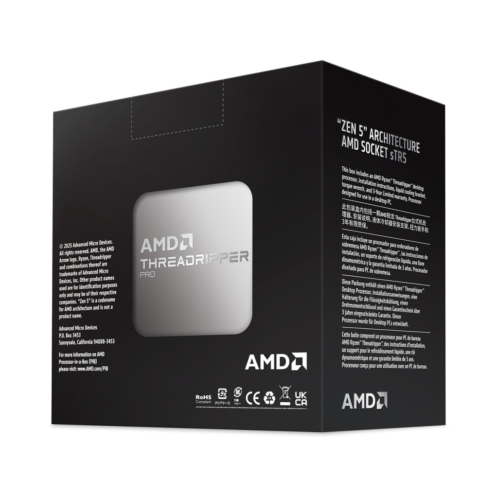 AMD 9000 Series Ryzen Threadripper PRO 9985WX sTR5 64-Cores 128 Threads 3.2GHz 256 MB L3 Cache Desktop Processor
