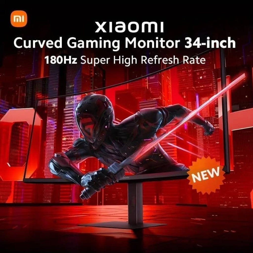 Xiaomi Curved Gaming Monitor G34WQi 2026-UK - 34" WQHD,180Hz , 1ms , HDMI 2.0 Display Port - Black