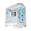 Tortox Prism ATX Full Tower Two Panel Front & Left Side Tempered Glass Case with 7 ARGB Fans - White
