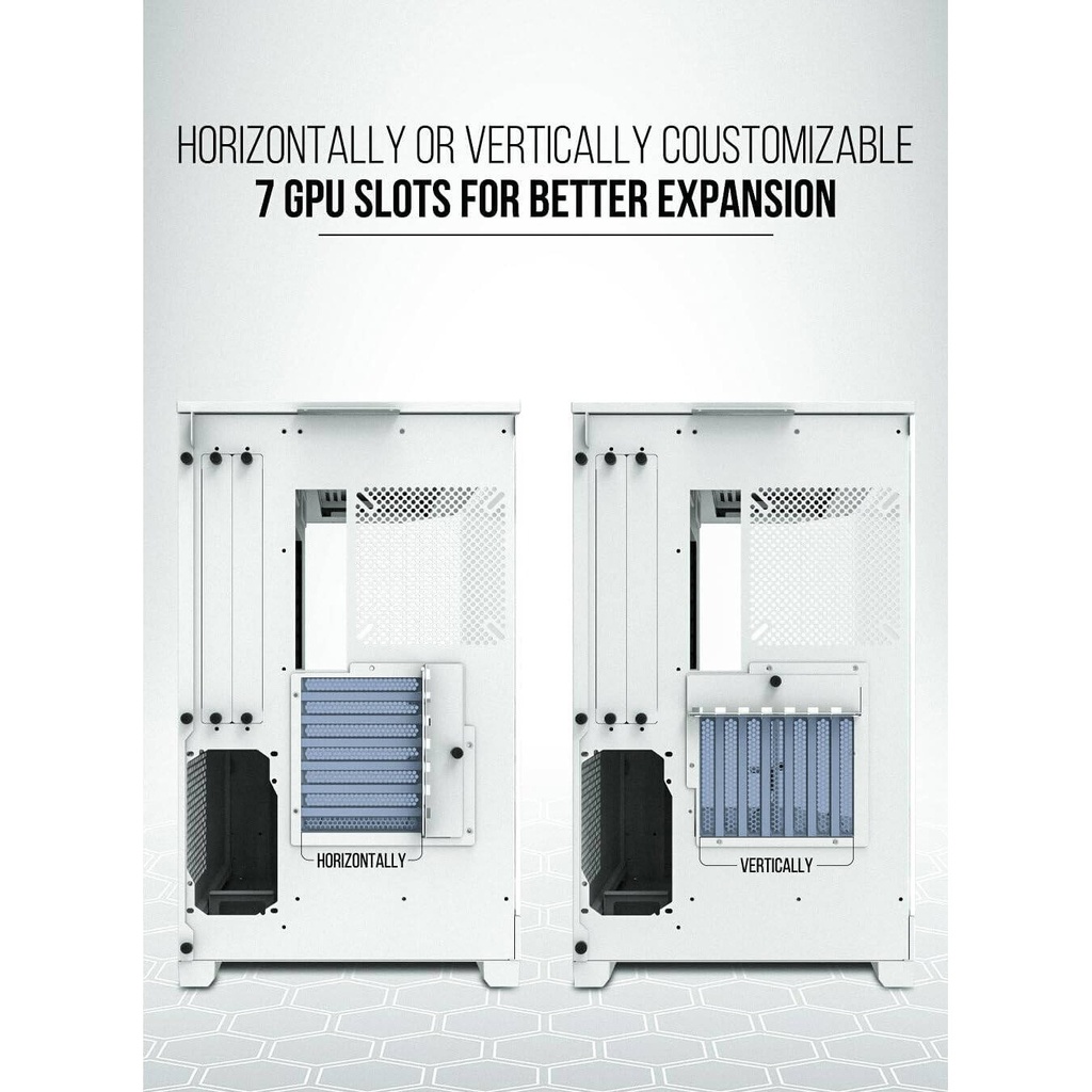 Tortox Prism ATX Full Tower Two Panel Front & Left Side Tempered Glass Case with 7 ARGB Fans - White