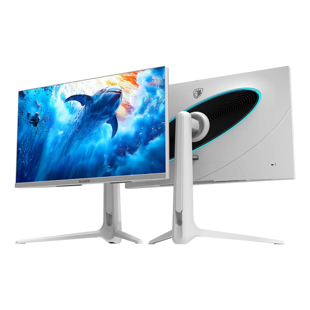 Sades RS-Dolphin 27" IPS Panel Dual Mode (4K 160Hz & FHD 320Hz) 0.5ms HDMI 2.1, Rear RGB Lightning Wide Angle Gaming Monitor -White