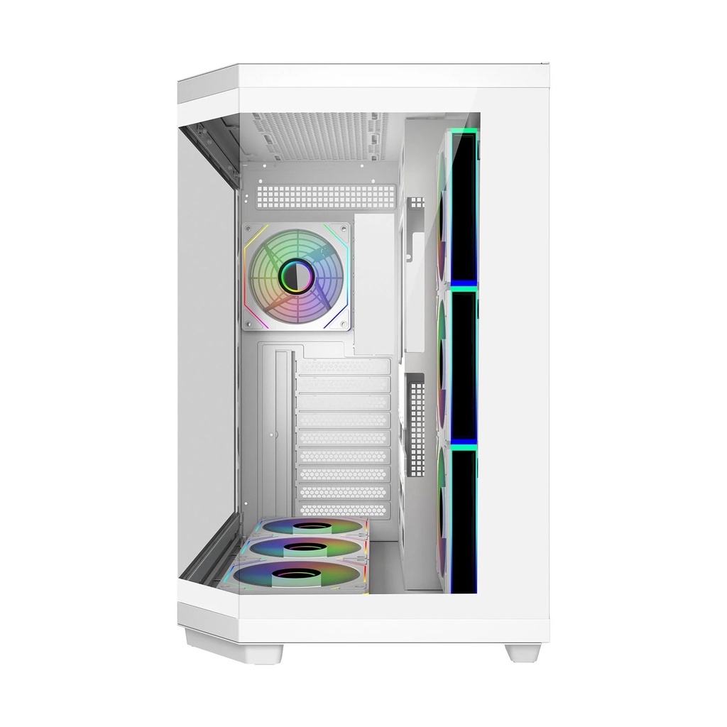 FSP U580 ATX Mid Tower Dual-Chamber Front & Left Side Tempered Glass Case With 7 ARGB Fans - White