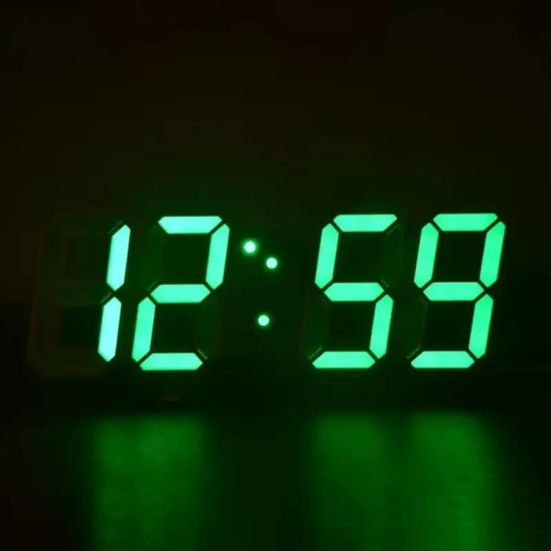 [D3A0N] Digital 3D Alarm Clock: Modern LED Wall Clock with 3 Auto Brightness Levels, Snooze Function, Night Light, Date & Temperature Display (Multiple Colors)
