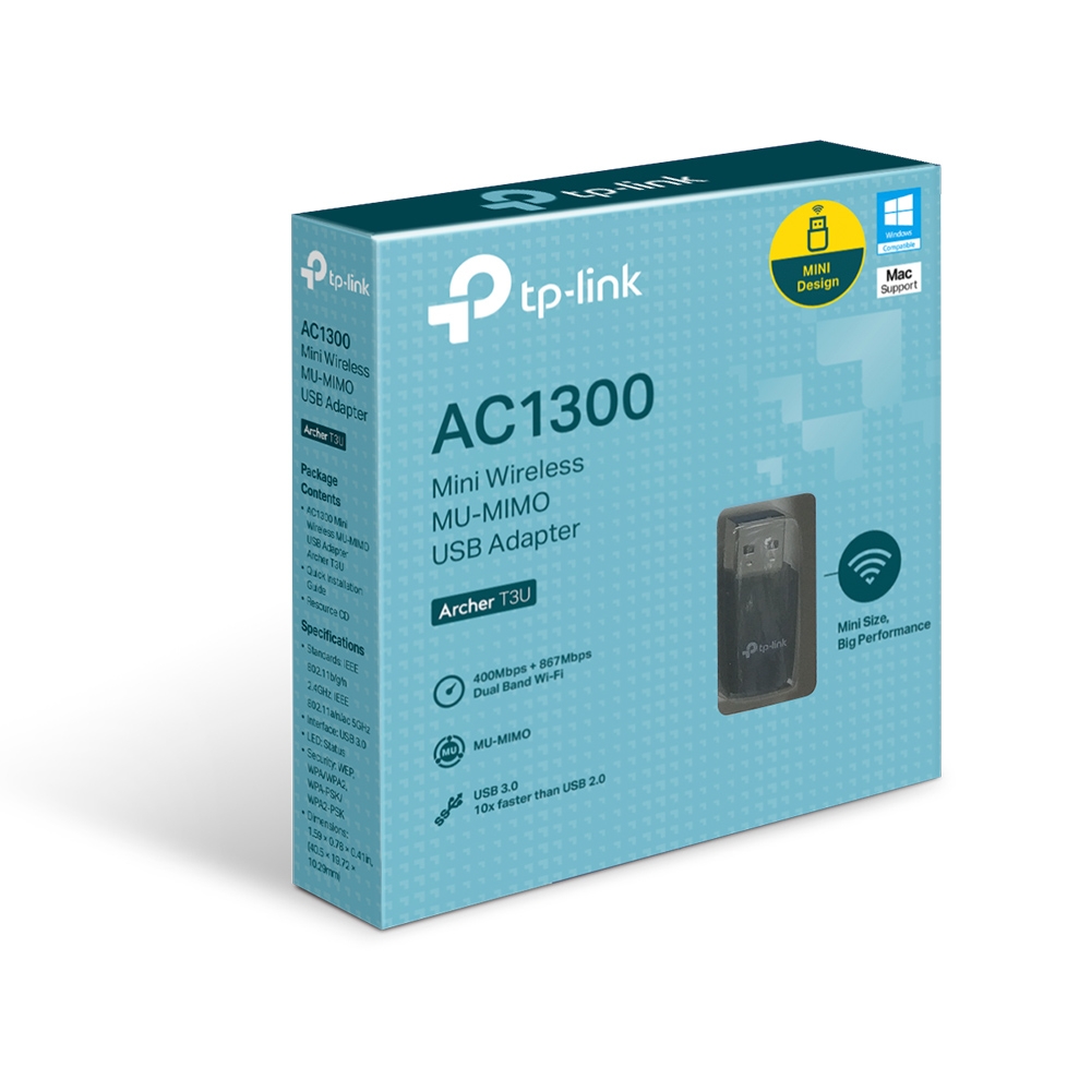 [TTA0U] TP-Link T3U AC1300 Mini Wireless MU-MIMO USB Adapter (Used)