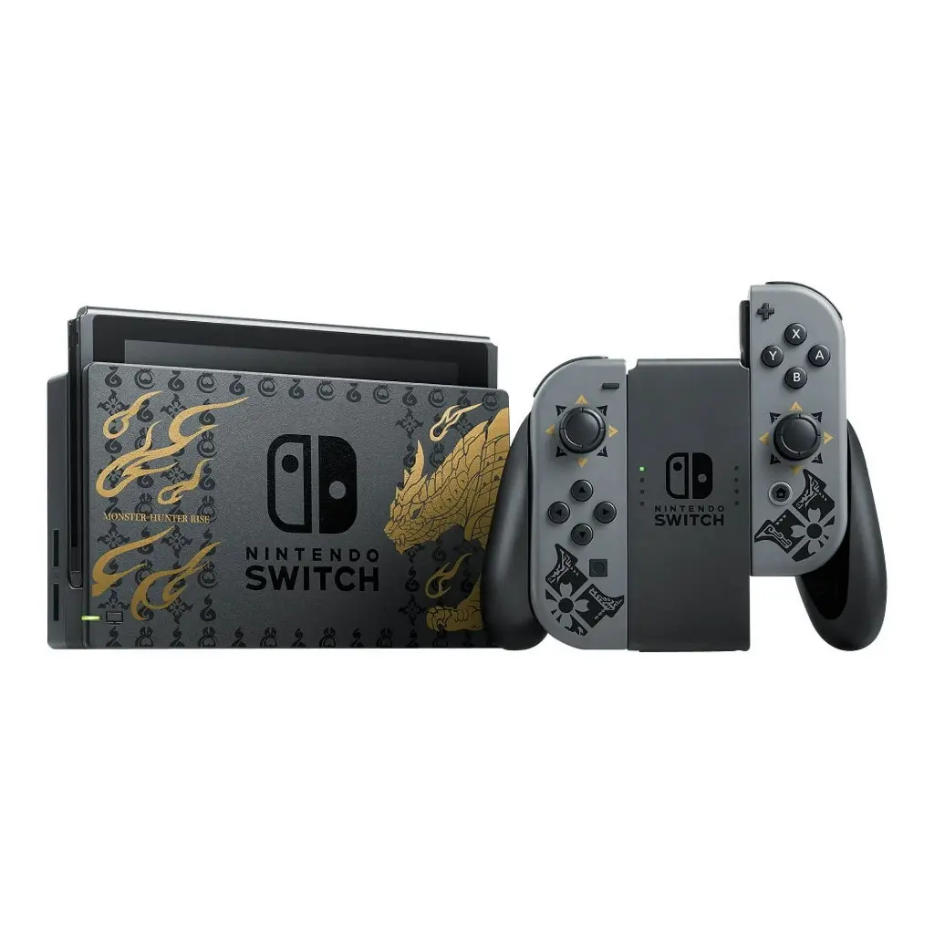 [NSWGU] Nintendo Switch with Gray Joy-Con - MONSTER HUNTER RISE Deluxe Edition - game console - Full HD - gray (Used)