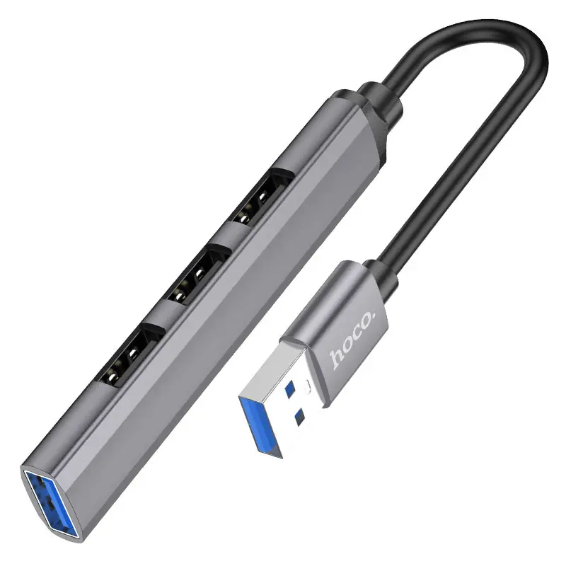 [HH40N] Hoco HB26 4-in-1 hub, USB male to USB3.0 female + USB2.0*3 female, support up to 1Tb hard drive.