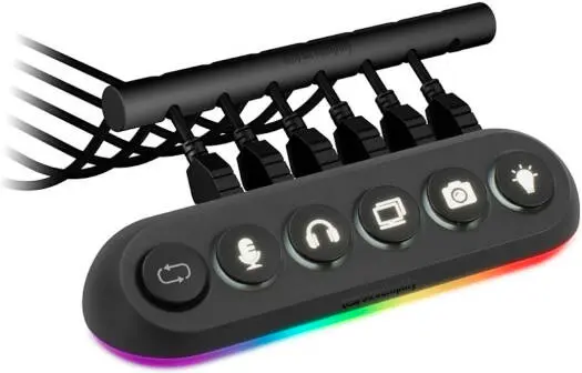 [SHD0U] Streamplify HUB DECK 5 RGB USB Hub 5 Port USB Hub with Power Charging, 11 Pre-set Lighting Effects, Controlled via Button, 1.8 Meter Cable Length, 4 x USB 3.0 1 x USB 2.0A, Black | 4251442506452 (Used)