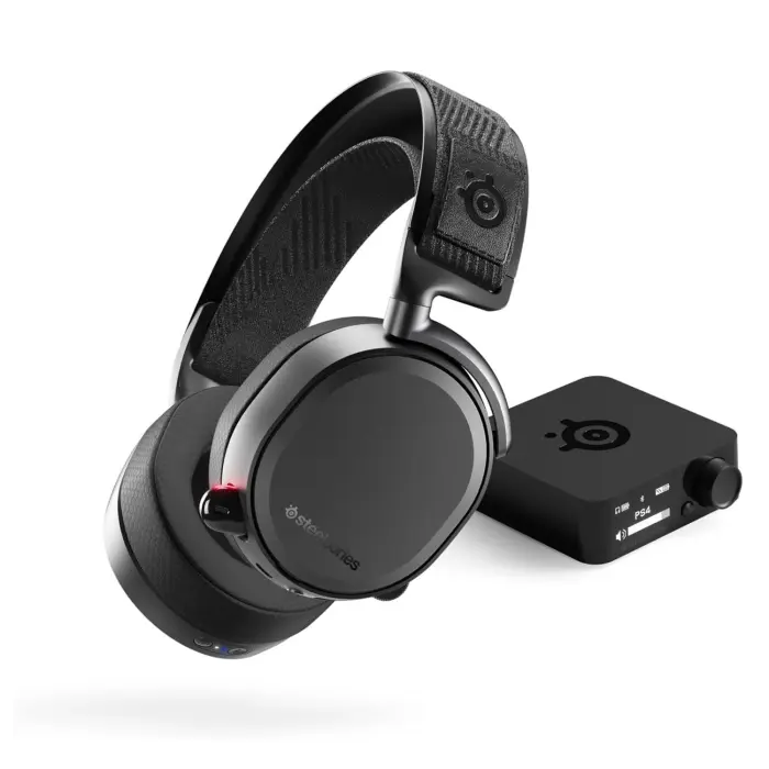 [SAP2U] SteelSeries Arctis Pro Lossless Wireless/Bluetooth High Fidelity DTS Gaming Headset With Transmitter Base Station & Swappable Dual-Battery, ClearCast Noise-Cancellation Retractable Mic, For PC,PS5/4 - Black (Used)