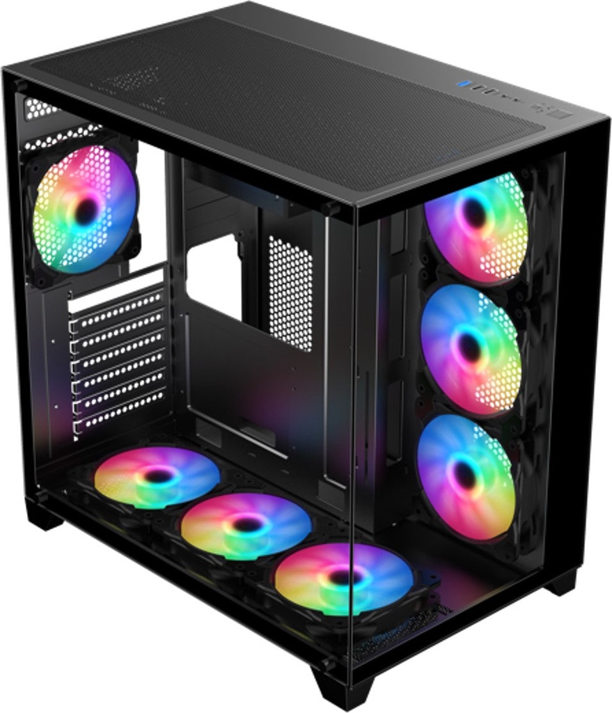 [SPA1N] SHARX PROFIN ATX Min-Tower Gaming PC Case, With 7X 120mm Pre-Installed ARGB Fans Model INF700 - Black (White)