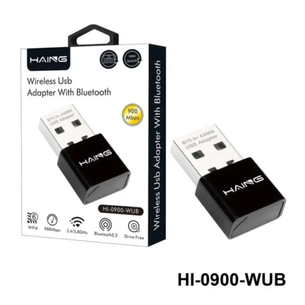 [HHW0N] HAING HI-0900-WUB Wireless Usb Adapter With Bluetooth BT5.3+AX900 USB Adapter