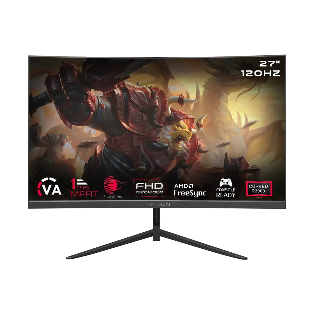 [GGPSU] GAMEON GOC27F120VA Pro Series 27" FHD, 120Hz, MPRT 1ms, HDMI 2.1, VA Panel Curved Gaming Monitor 3000R 16:9 (Supports PS5) - Black (مستعمل)