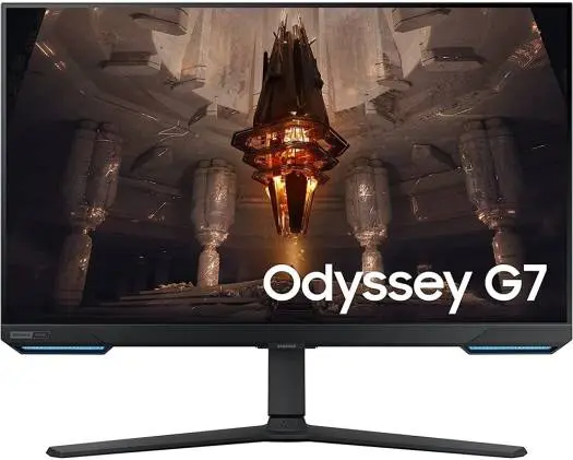 [SOG3U] SAMSUNG Odyssey G7 28" 4K UHD 144Hz IPS Gaming Monitor, 1msGTG Response Time, G-Sync Compatible, 1 Bn Colors, HDR10+ Gaming, Wi-Fi Bluetooth, USB Hub 3.0, Black | LS32BG702EMXUE (مستعمل)