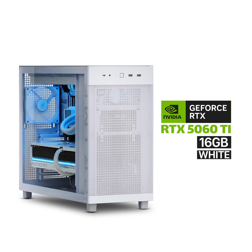 [NS031474] Gaming PC - RYZEN 7-9700X Processor, GigaByte B850M DS3H ICE Motherboard, 16GB DDR5 RAM, 1TB NVMe SSD, RTX 5060 TI 16GB VGA White, L240 Liquid Cooler White, 750 WATT GOLD PSU, Asus Prime AP303 Mid Tower Mesh Panel, Windows 11 Pro (License)