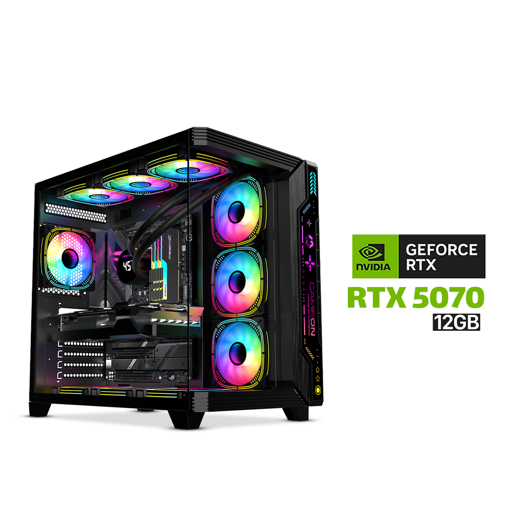[NS028217] Gaming PC AMD RYZEN 7 7800X3D, MSI Pro B840-P WiFi DDR5 PCIe 4.0 MB, 32GB DDR5 (6000) RAM, 2TB NVMe (6000) SSD, RTX 5070 12GB VGA, 850 WATT GOLD PSU, AZZA L360 Liquid Cooler, GameOn Pulse Series Mid Tower Case With 7x RGB Fans, Windows 11 Pro License