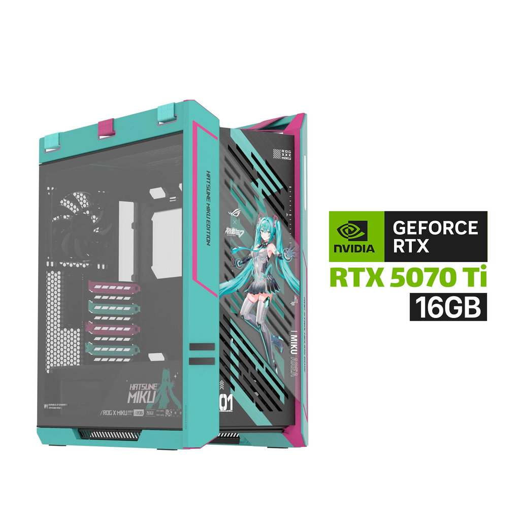[NS032078] Gaming PC AMD RYZEN 7 9800X3D Processor, ASUS X870-P WIFI Motherboard, 32GB DDR5 RAM, 2TB SSD NVMe, ASUS PRIME RTX 5070 TI 16GB VGA, ASUS PRIME L360 Liquid Cooler, 1000 WATT PSU GOLD, Asus ROG Strix Helios II Hatsune Miku Case, Windows 11 Pro (License)