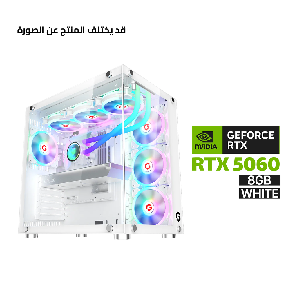Gaming PC i5-14400F Processor, ASUS H610 D5 WIFI Motherboard, 16GB RAM DDR5, 1TB SSD NVME, GIGABYTE GeForce RTX 5060 EAGLE OC ICE 8GB White, 650 WATT PSU, GameOn Emperor Arctic II Series Mid Tower Case White, 7 ARGB Fans, Windows 11 Pro (License)