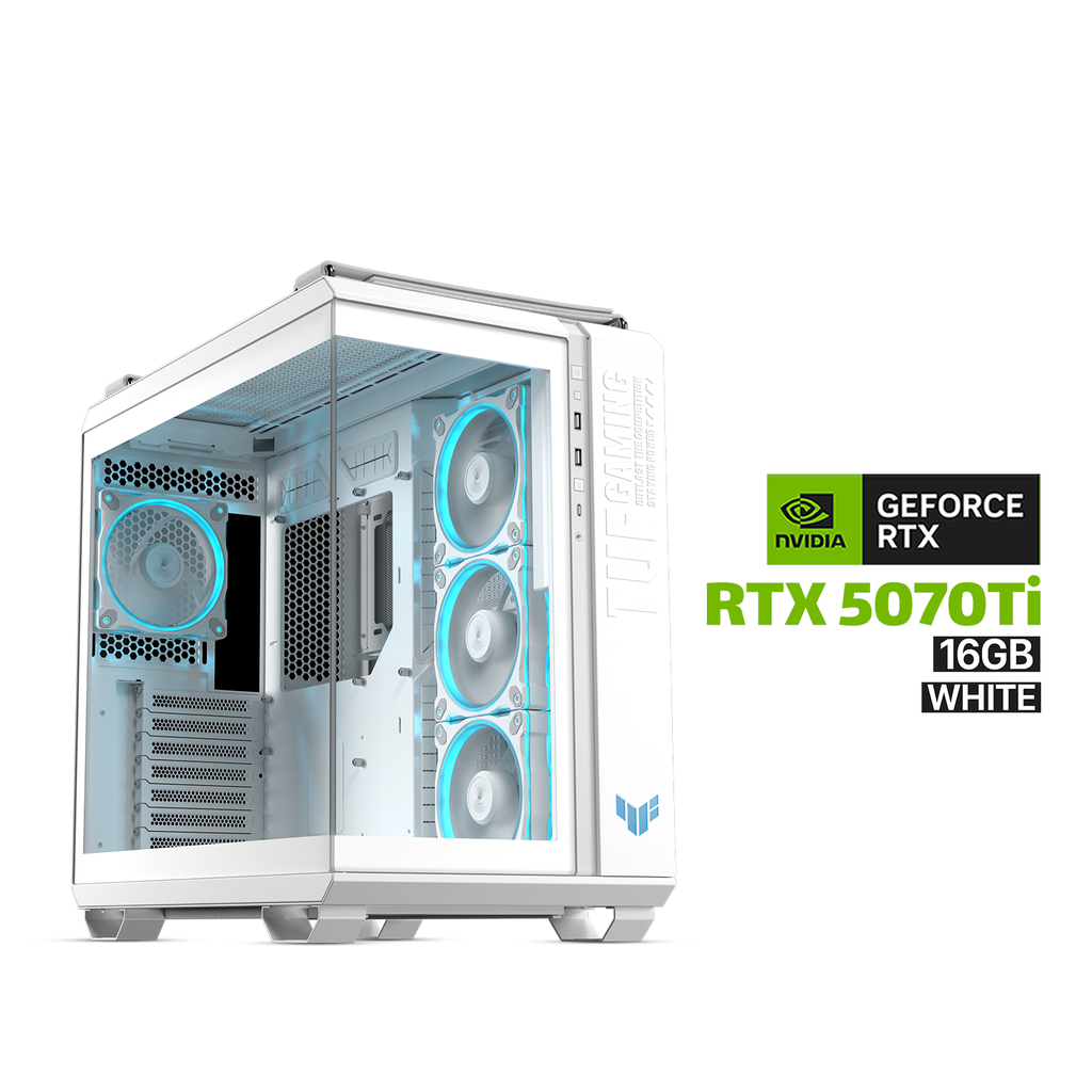 [NS028638] Gaming PC Ryzen 7-9800X3D Processor,ROG STRIX X870-A MB,32GB D5 (6000) White RAM,2TB NVMe Gen-4 (7250) SSD,ZOTAC RTX 5070 Ti 16GB White VGA,L360 Liquid Cooler White,850W GOLD PSU, TUF GT502 Horizon Case White,TUF 3x Fans,Windows 11 Pro