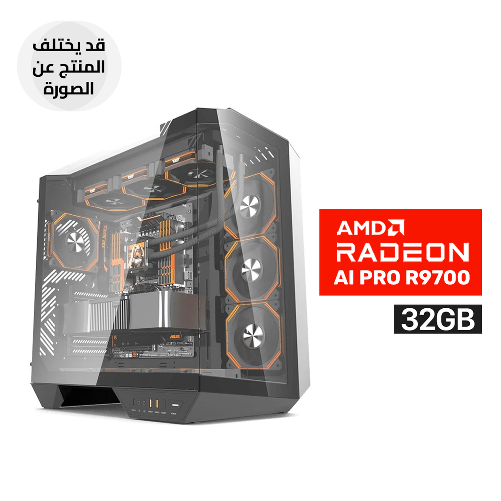 Gaming PC RYZEN 7-9850X3D, ASUS ROG STRIX X870H WIFI 7, 32GB D5 RAM, 2TB SSD NVMe GEN-4, Sapphire AMD Radeon AI PRO R9700 32GB, Asus Prime LC 360 LCD ARGB Liquid Cooler, ASUS TUF 1000 WATT GOLD PSU, DarkFlash DY470 Case 4X RGB Fans, Win 11 Pro (License)