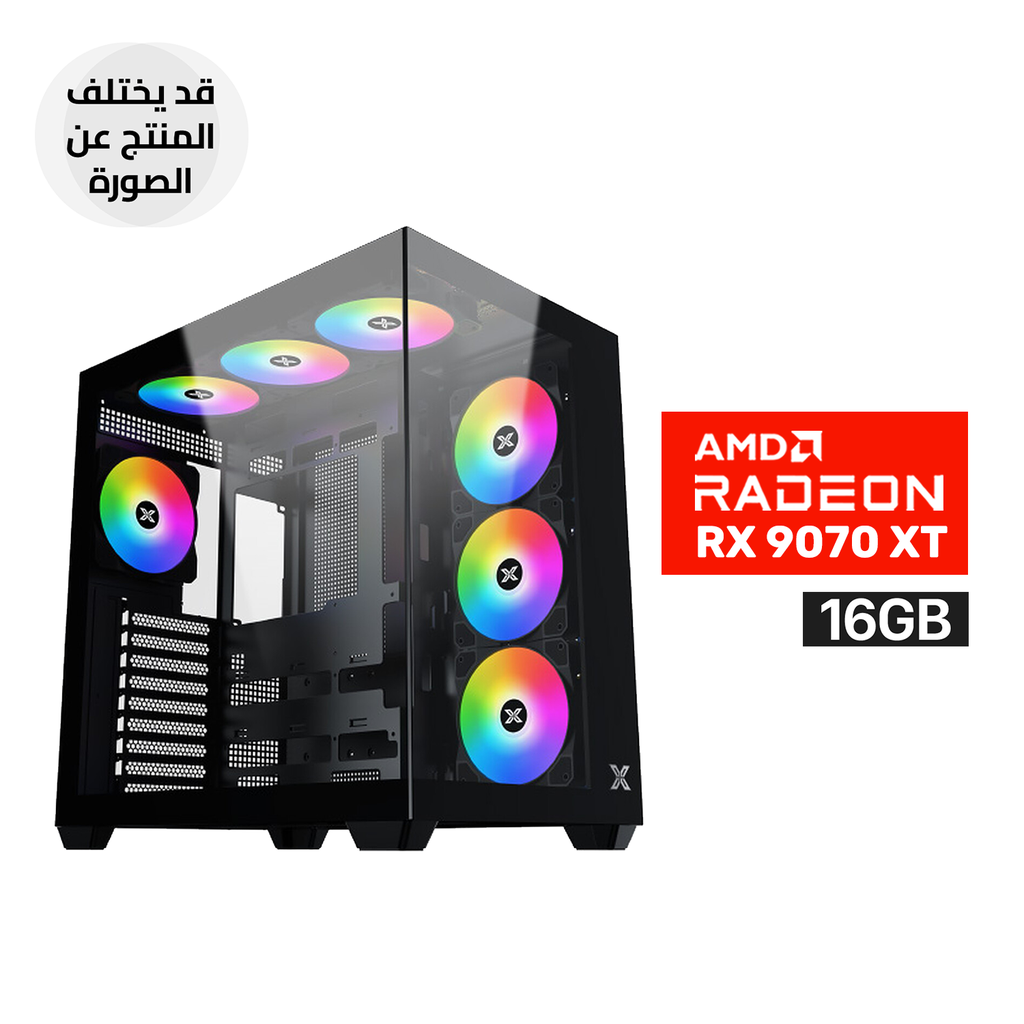 [NS031589] Gaming PC – AMD Ryzen 7 9800X3D, ASUS TUF B850 WiFi Motherboard, 32GB DDR5 RAM, 2TB NVMe Gen4 SSD, ASUS Prime RX 9070 XT 16GB GPU, 850W Gold PSU, ASUS Prime L360 Liquid Cooler, Xigmatek Aqua V Air Case 7x RGB Fans, Windows 11 Pro