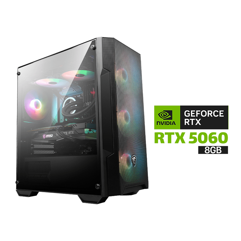 Gaming PC AMD RYZEN 5-9600X Processor, B650 Motherboard, 32GB RAM DDR5, 1TB SSD NVME, ZOTAC RTX 5060 8GB VGA, 750 WATT PSU, MSI MAG Forge M100A ATX Micro Case, 4X Pre-Installed RGB Fans, USB Wi-Fi Adapter, Windows 11 Pro License