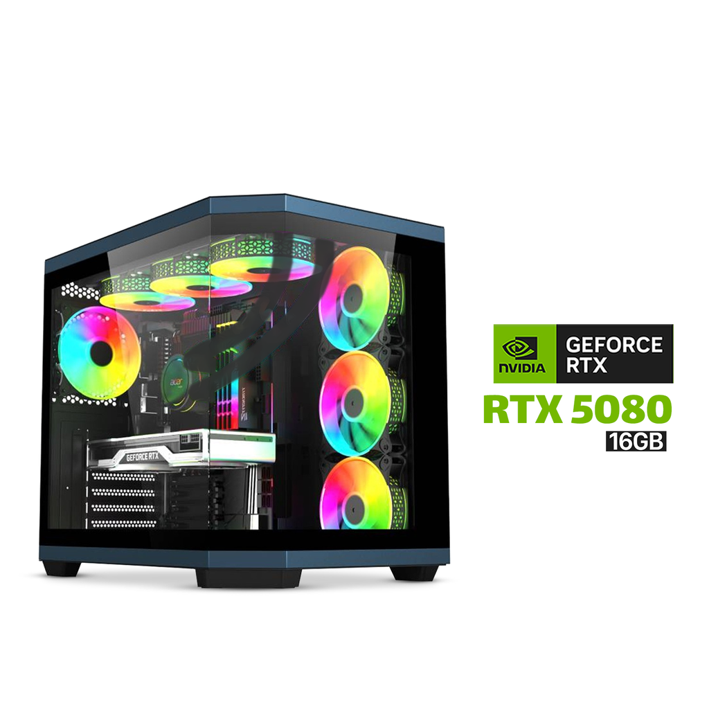 Gaming PC AMD Ryzen 7 9800X3D, MSI X870-P WiFi MB, 32GB DDR5 (6000) RAM, 2TB NVMe Gen-4 SSD, RTX 5080 16GB VGA, Asus Prime L360 Liquid Cooler, Silver Stone 1000 WATT GOLD PSU, Acer V950 Mid Tower Case with 7x RGB Fans (Black), Windows 11 Pro License