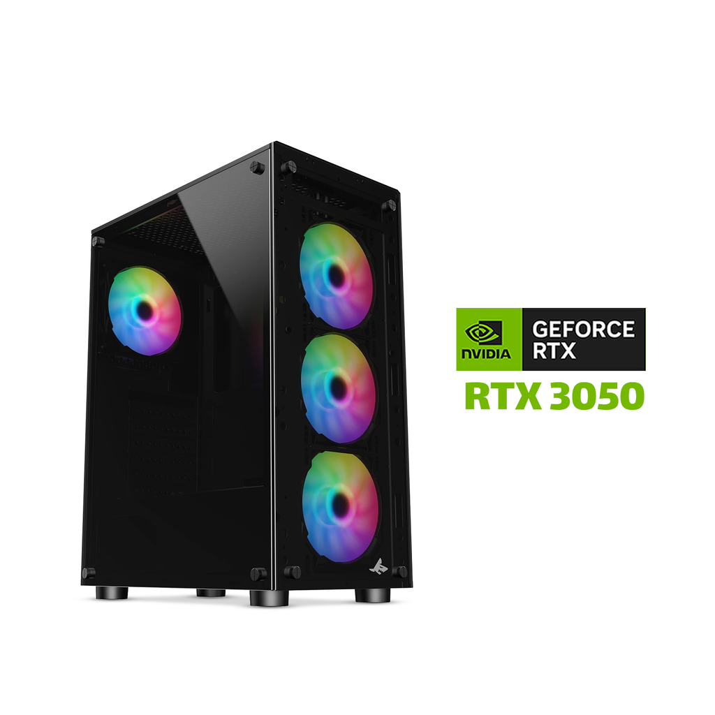 Gaming PC i5-12400F CPU, H610 DDR4 Motherboard, 32GB DDR4 RAM, 1TB NVMe SSD, 650 WATT PSU, RTX 3050 8GB VGA, Sharx Zephyr Mid Tower Case With 4x RGB Fans, USB WiFi Adapter, Windows 11 Pro License