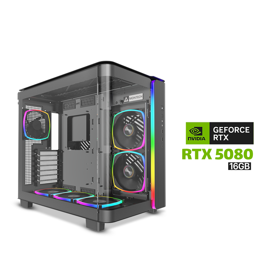 Gaming PC i7-14700K, Asus TUF Gaming Z790 WiFi D5 MB, 32GB DDR5 (6000) RAM, 2TB NVMe Gen-4 SSD, RTX 5080 16GB VGA, Asus Prime L360 Liquid Cooler, Silver Stone 1000 WATT GOLD PSU, Montech King 95 Pro Mid Tower Case with 6x RGB Fans, Win 11 Pro License