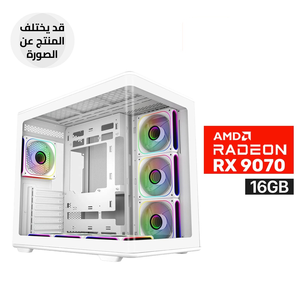 Gaming PC RYZEN 7-9700X, GigaByte B850M DS3H ICE, 32GB RAM DDR5, 1TB SSD NVMe, Sapphire Pure AMD Radeon RX 9070 16GB OC White, 750 WATT GOLD PSU, Cooler Master L360 Liquid Cooler, Cooler Master Elite 600 Case White 7x RGB Fans, USB WIi-Fi Adapter, Windows
