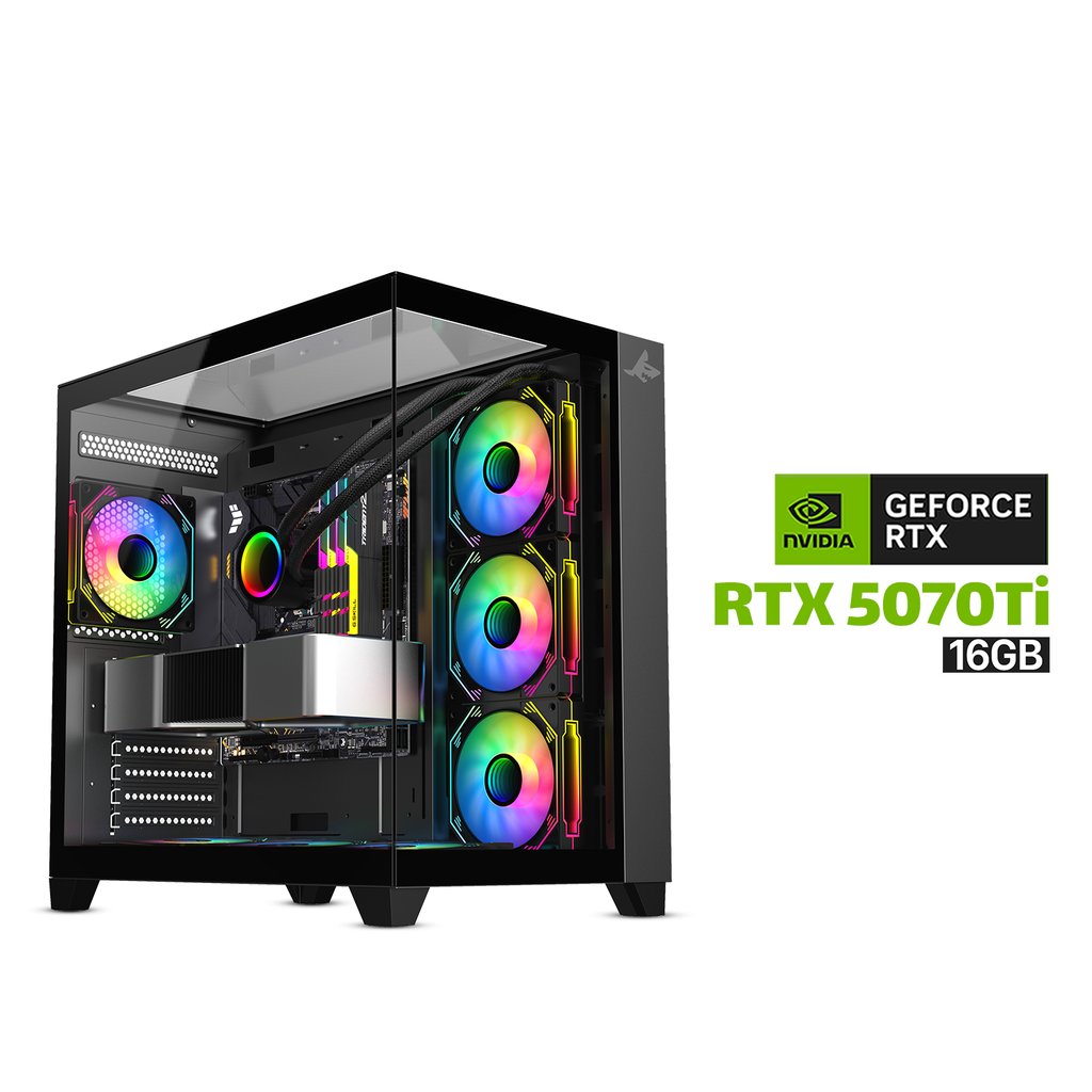Gaming PC RYZEN 7-9800X3D Processor, MSI X870-P WIFI Motherboard, 32GB DDR5 RAM, 2TB NVMe SSD, RTX 5070 TI 16GB VGA, 850 WATT GOLD PSU, L360 Liquid Cooler, Sharx Profin GX700 Mid Tower Case, 7x Pre-Installed RGB Fans, Windows 11 Pro License