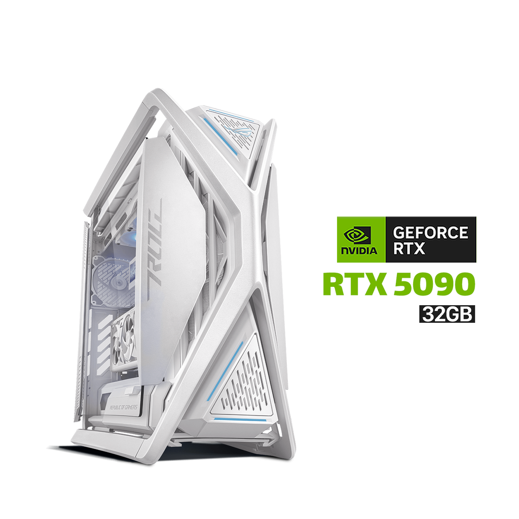[NS029610] Gaming PC Ryzen 9 9950X3D,ROG Strix X870-A WiFi 7,FURY Renegade RGB 96GB RAM,Samsung 2TB Gen-5 SSD+Samsung 990 PRO 2TB,ROG Astral RTX 5090 Dhahab 32GB VGA, ROG Thor PLATINUM 1000W PSU,ROG Ryujin III 360 White,Lian-Li Strimers,ROG Hyperion GR701 ARGB Case