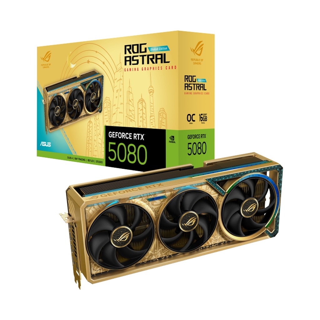 [NS030294] Asus ROG Astral GeForce RTX 5080 Dhahab OC Edition 16GB GDDR7 Gaming Graphics Card | 90YV0LV6-M0NM00