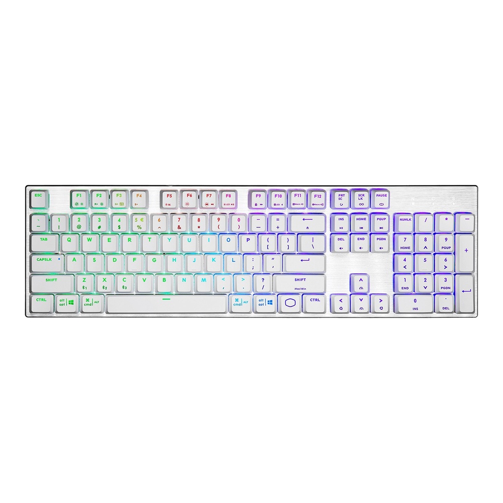 [NS009713] Cooler Master SK653 Full Sized Wireless/Bluetooth RGB Mechanical Keyboard With Low Profile Clicky Blue Switch - White