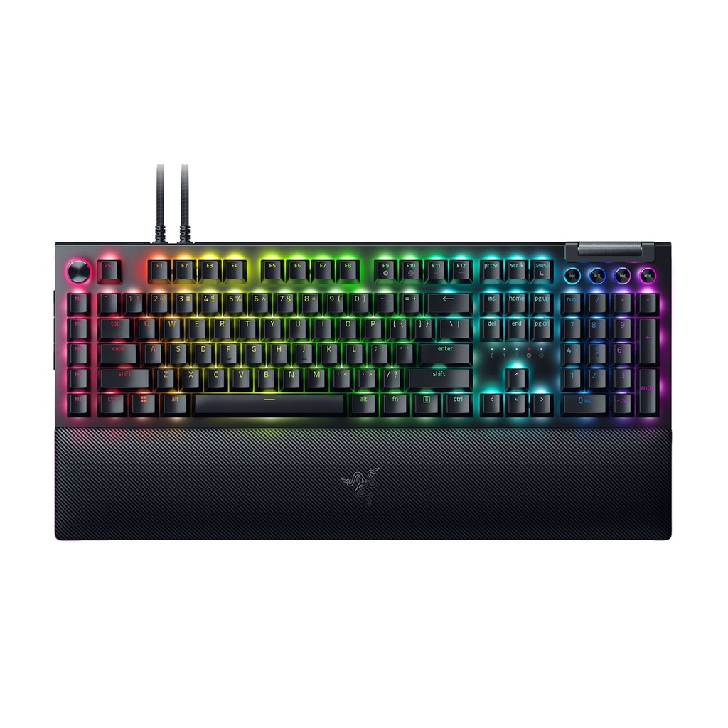 [NS010537] Razer BlackWidow V4 Pro Wired Mechanical Gaming Keyboard: Green Mechanical Switches Tactile & Clicky, Doubleshot ABS Keycaps, Command Dial, Programmable Macros - Chroma RGB - Black
