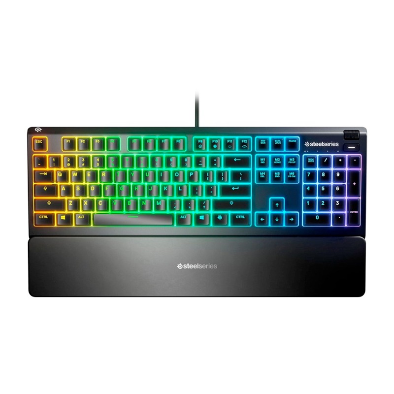 [NS031386] SteelSeries Apex 3 Wired-USB RGB Membrane Gaming Keyboard, 10-Zone RGB Illumination, IP32 Water Resistant, Premium Magnetic Wrist Rest, Whisper Quiet Switches - Black | US 64795