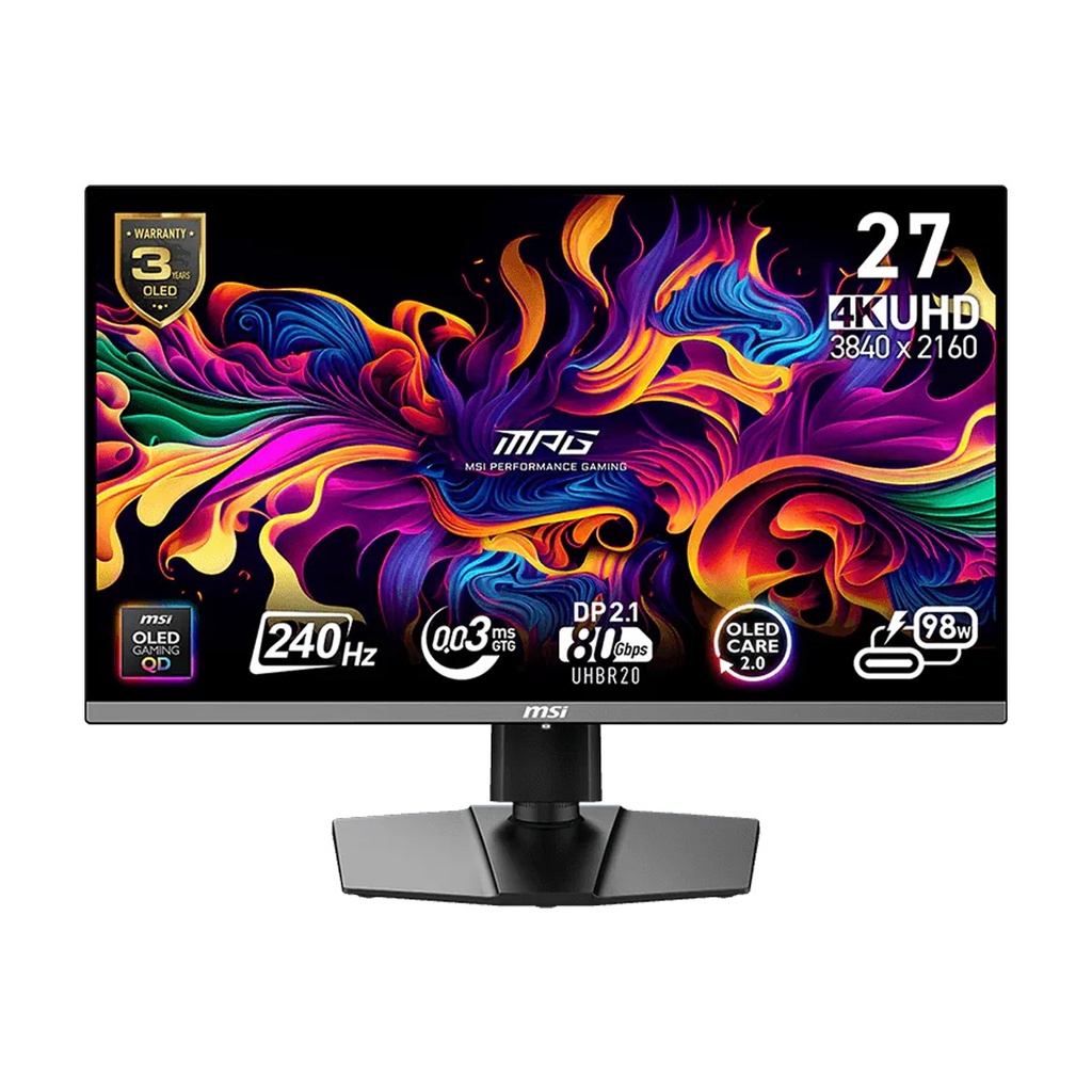 MSI MPG 272URX QD-OLED 27"4K UHD 240Hz 0.03ms GTG, HDMI 2.1, Type-C Display With Adaptive-Sync Gaming Monitor