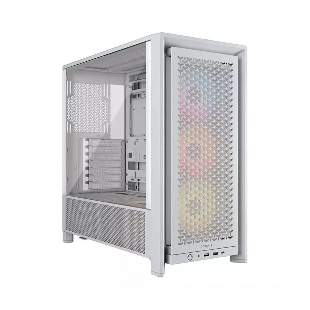 [NS029367] CORSAIR 4000D RS ARGB Modular ATX Mid Tower Case Left Side Tempered Glass with 3 ARGB Fans - White