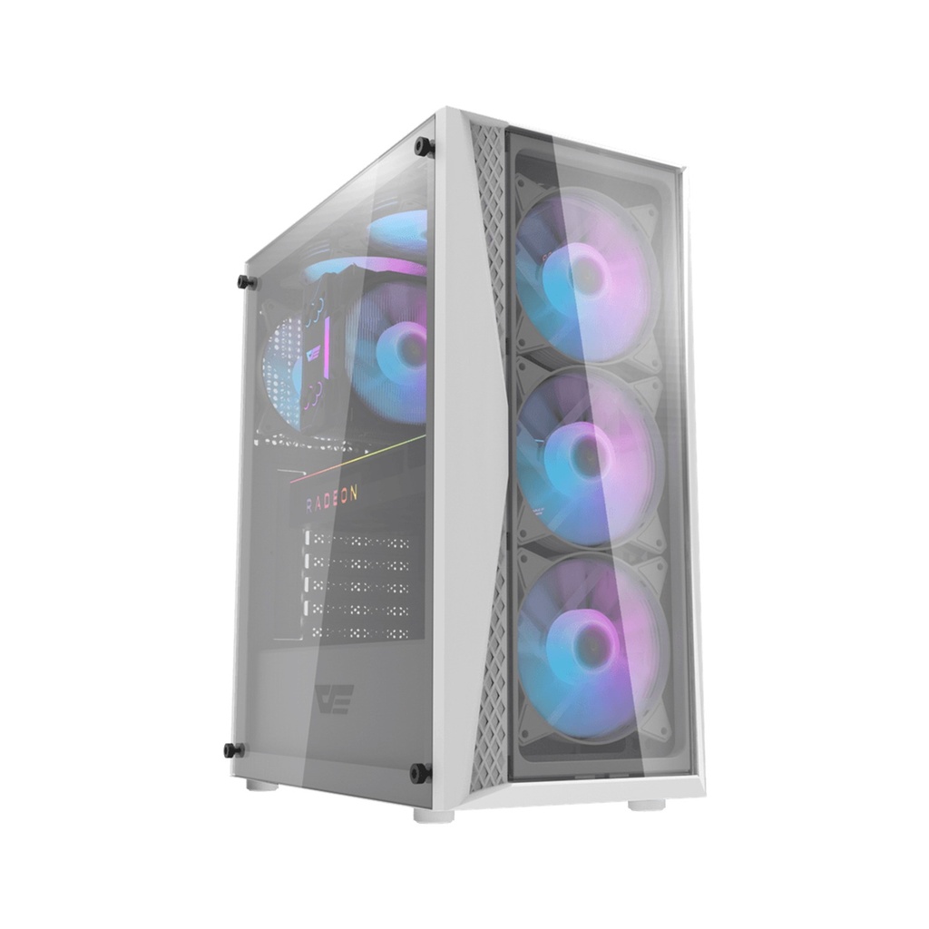 [NS007071] DarkFlash DK352 Plus ATX Mid Tower Front Panel Tempered Glass Side Panel Case With 4 ARGB Fans - White