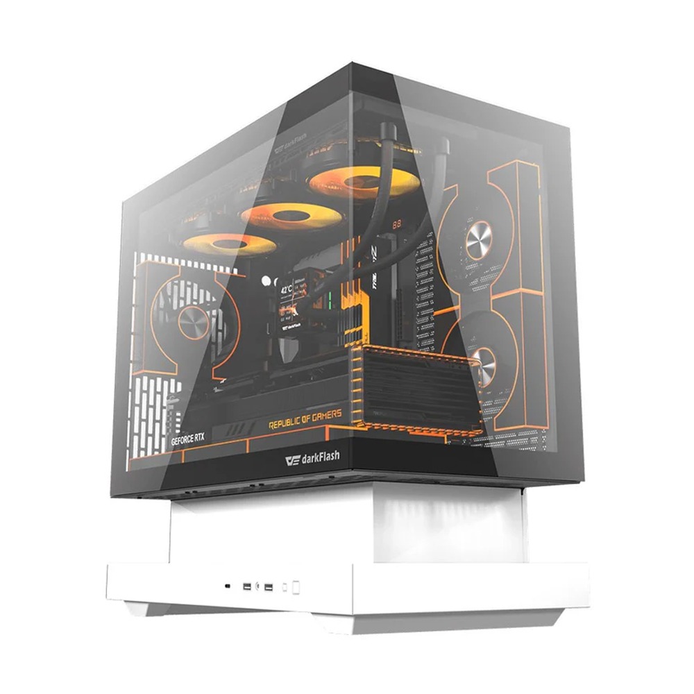 [NS031963] DarkFlash FLOATRON F1 Micro ATX Gaming Case (Fans Not Included) - White