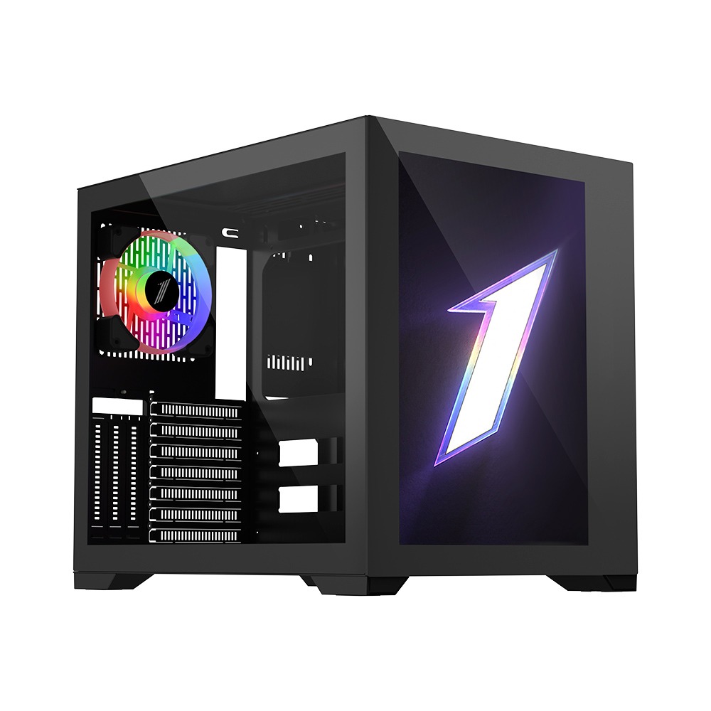 [NS013314] First Player EMOTION VIEW SP7 ATX Case Two Panel Front & Left Side Tempered Glass Case - Black
