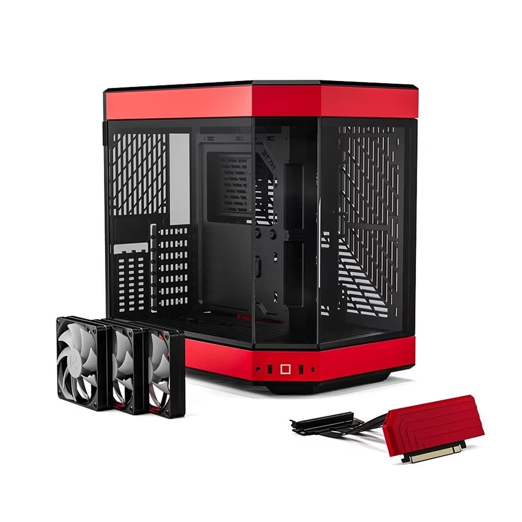 [NS015920] Hyte Y60 Mid Tower Two Panel Front & Left Side Tempered Glass Case with 3 Fans - Black/Red