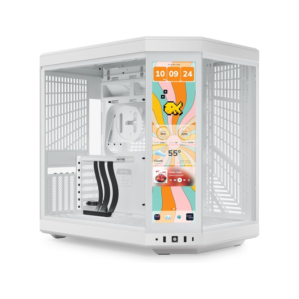 [NS031223] HYTE Y70 Touch Infinite Dual Chamber ATX Mid Tower Modern Aesthetic Case with Integrated 2.5K LCD Touchscreen - Snow White