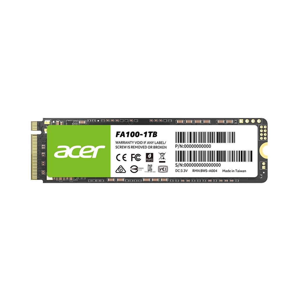 [NS011985] Acer FA100 1TB M.2 PCIe Gen3x4 NVMe SSD Up To 3300MB/s Read