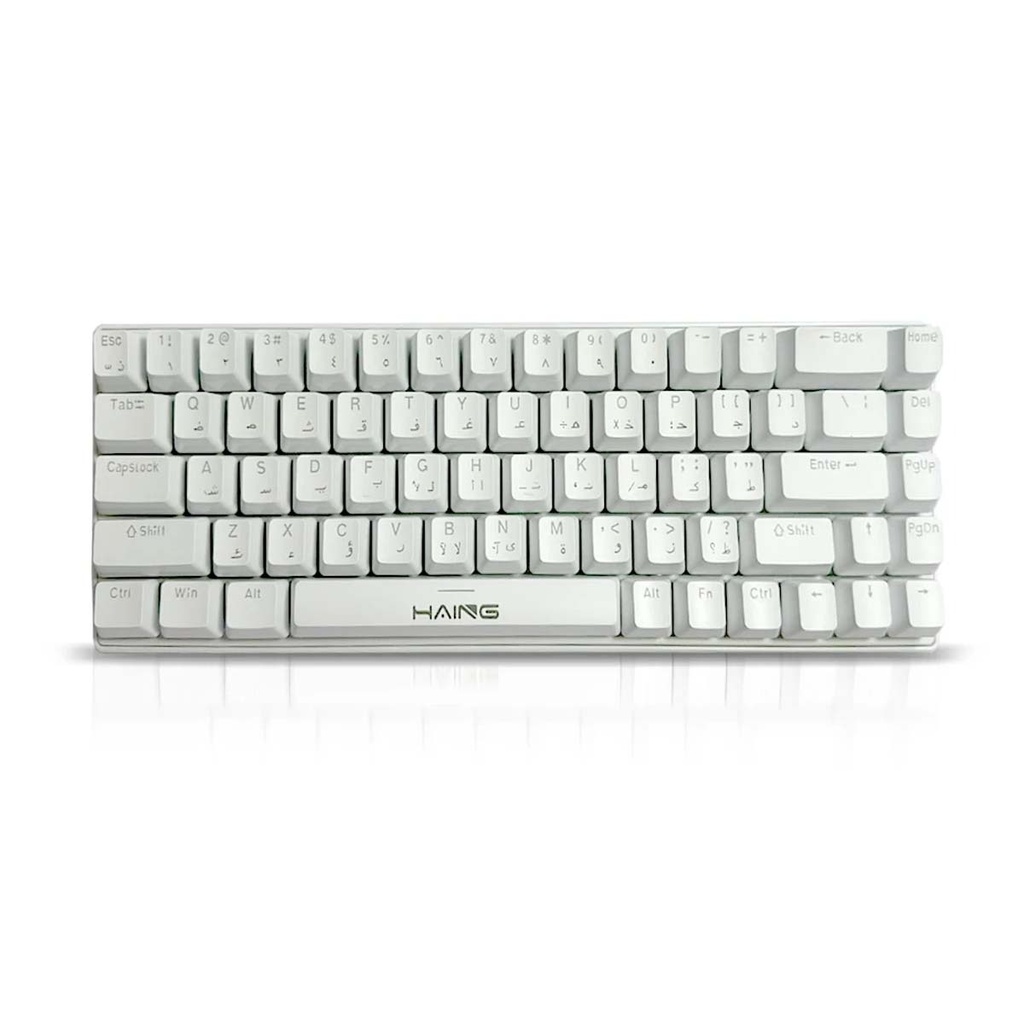 [NS030633] Haing Compact 65% Wired RGB Mechanical Gaming Keyboard With Blue Mechanical Switches (Tacticle & Loud) English/Arabic, White | HI-MKB68-W
