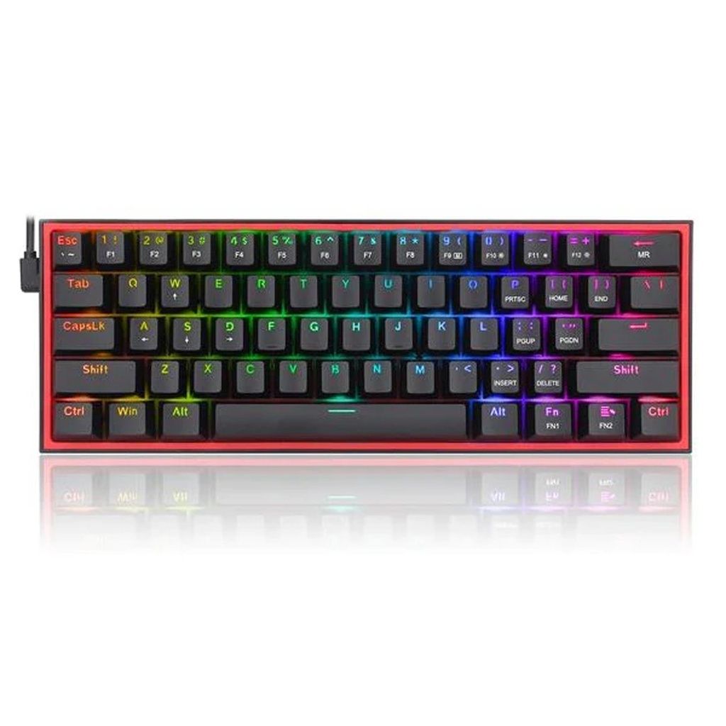 [NS027597] Redragon Fizz Pro 3-Modes Wired, Wireless & Bluetooth 60% Mechanical Gaming Keyboard Dust-Proof With Red Switches - Black