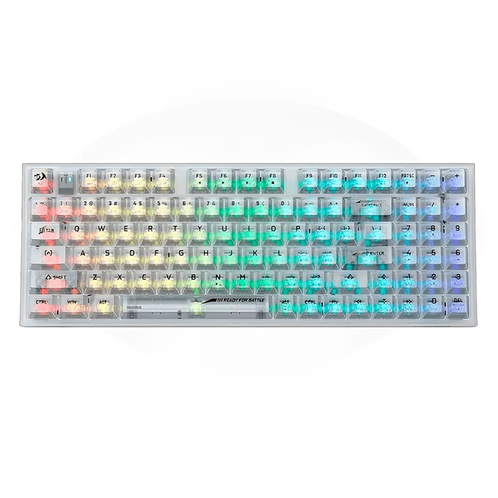 [NS030918] Redragon K628CT Pollux Pro RGB 75%, USB-C Wired, BT, 2.4 GHz Wireless Gaming Keyboard-Translucent Crystal Switch