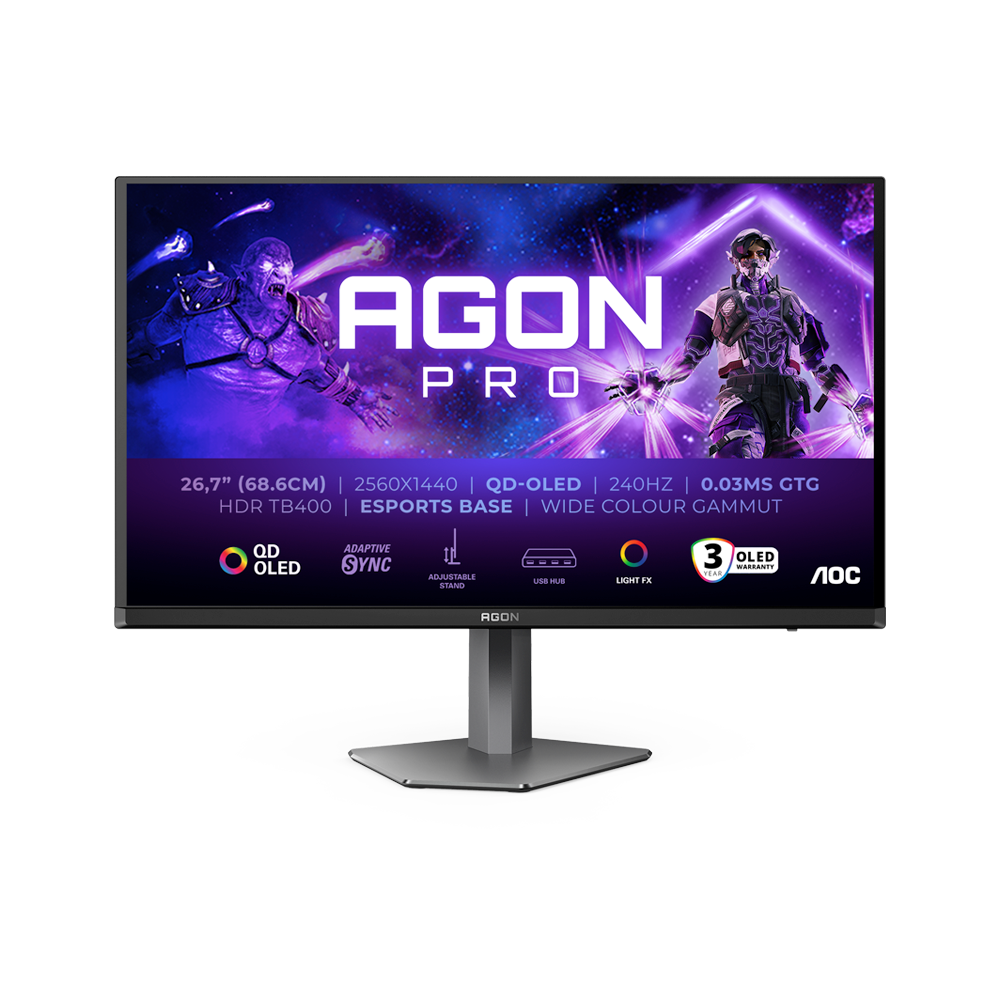 [NS028456] AOC AG276QZD2 27 Inch 240Hz QHD HDMI 2.0 0.03ms QD OLED Gaming Monitor - Black