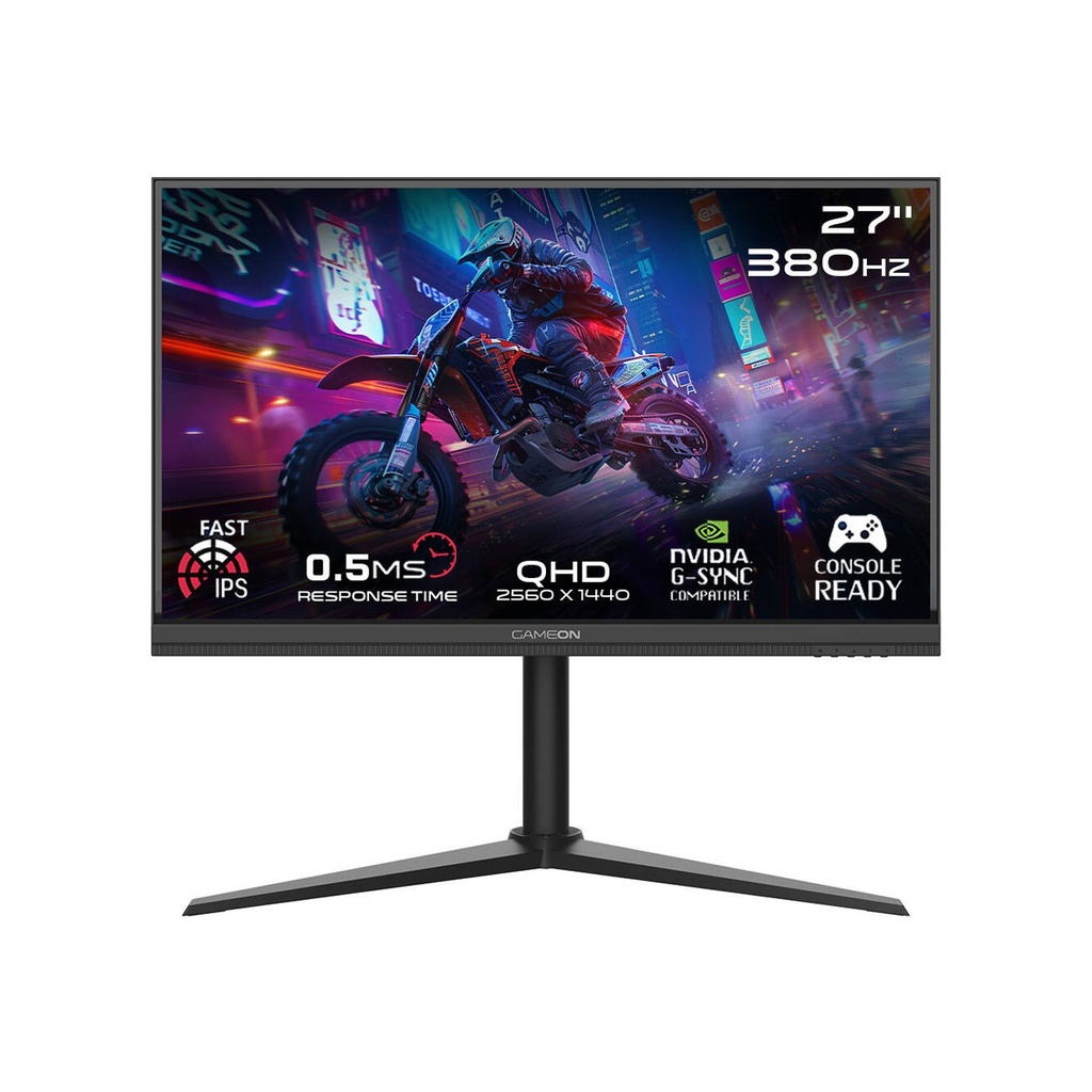 [NS029643] Gameon MidNight Pro Series 27" QHD IPS Panel 380Hz 0.5ms Adustable Stand, HDMI 2.1 Gaming Monitor - Black