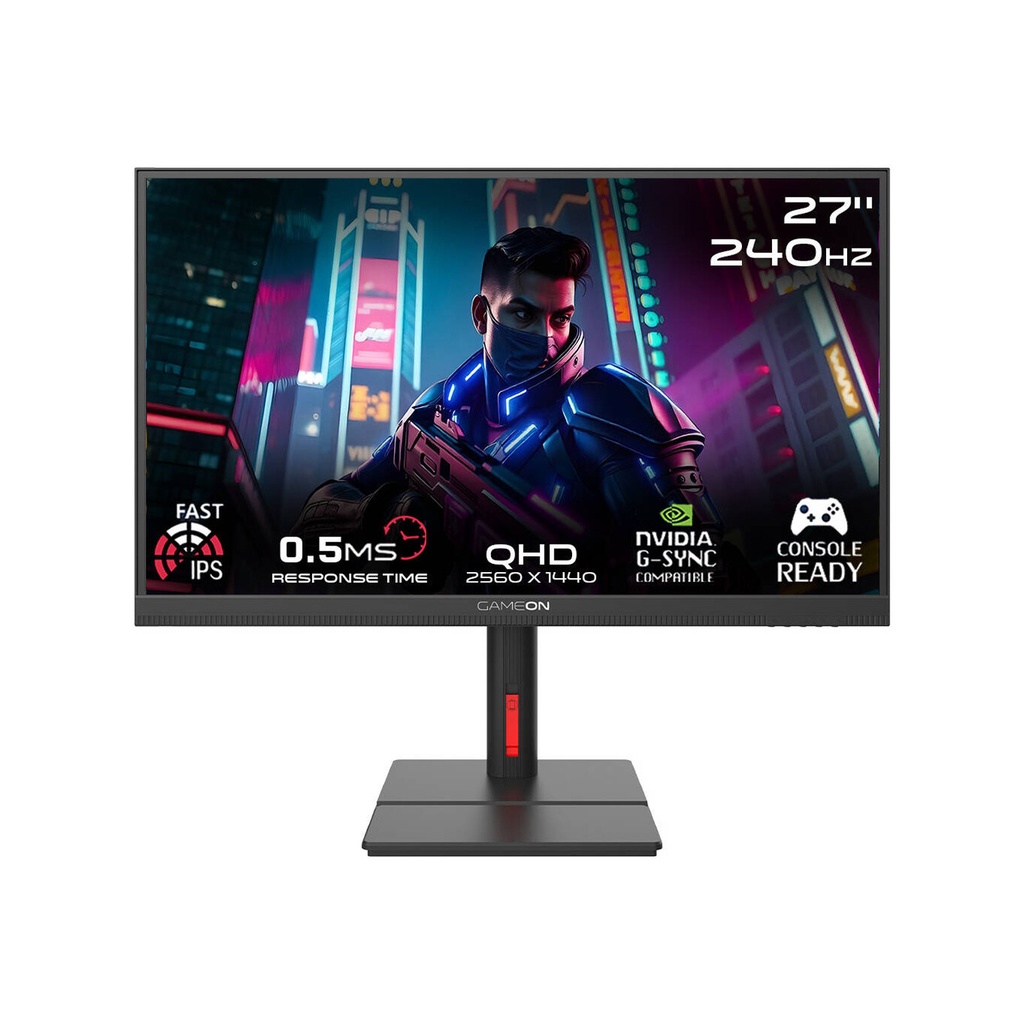 Gameon MidNight Signature Series Mini LED 27"IPS QHD 240Hz 0.5ms HDR 1400, HDMI 2.1 Adjustable Stand, With AMD FreeSync Gaming Monitor