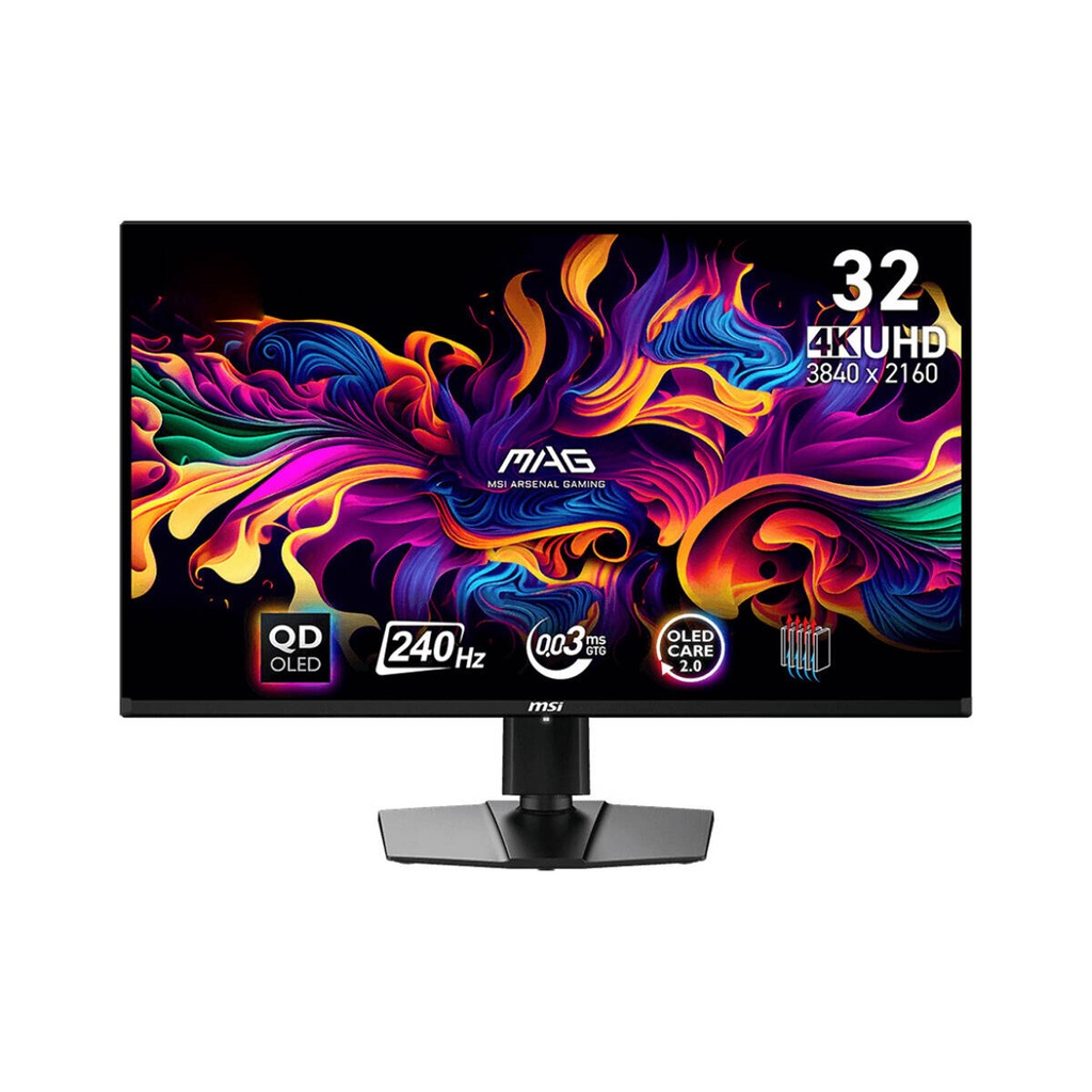 [NS027614] MSI MAG 321UPX QD-OLED 32-inch, 4K UHD 240Hz, 0.03ms, OLED Care 2.0, Vesa Display HDR True Black 400 Gaming Monitor
