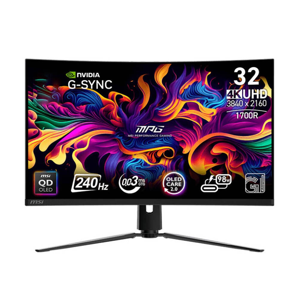 [NS029780] MSI MPG 321CURX QD-OLED 32" 4K UHD, 240Hz, 0.03ms, HDMI 2.1, G-Sync Compatible Curved Gaming Monitor